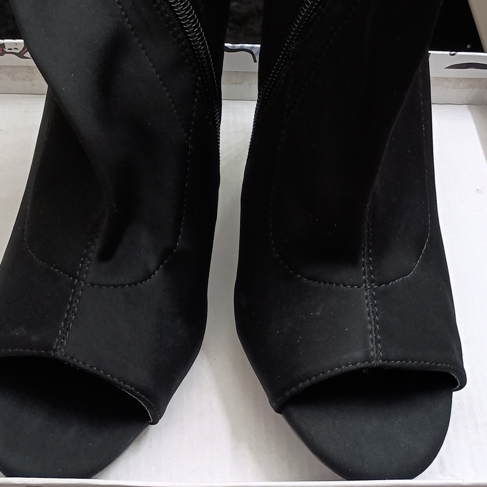 Elegant Black Women's Peep-Toe Boots